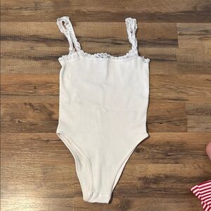 Zara White Bodysuit with Ruffle Detail